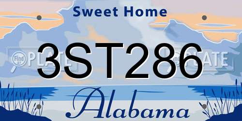 3ST286 Alabama License Plate