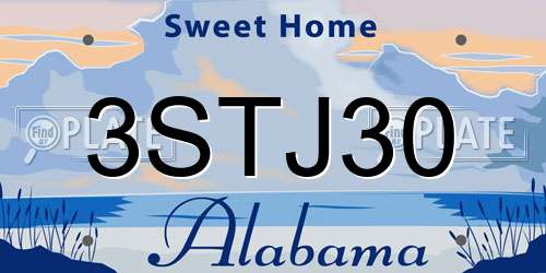 3STJ30 Alabama License Plate