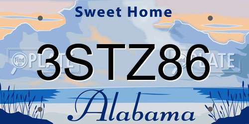 3STZ86 Alabama License Plate