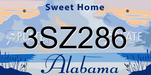 3SZ286 Alabama License Plate