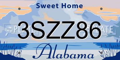 3SZZ86 Alabama License Plate