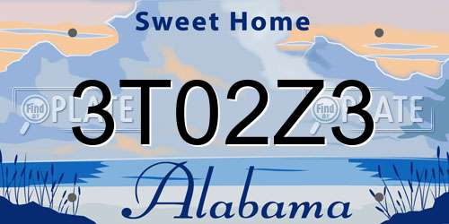 3T02Z3 Alabama License Plate