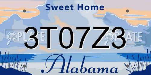3T07Z3 Alabama License Plate