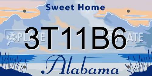 3T11B6 Alabama License Plate