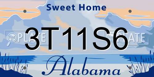 3T11S6 Alabama License Plate