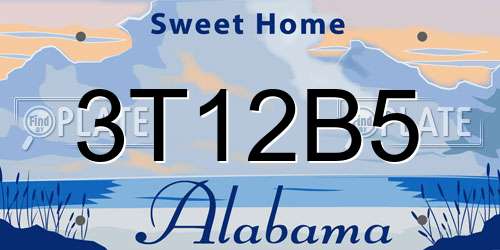 3T12B5 Alabama License Plate