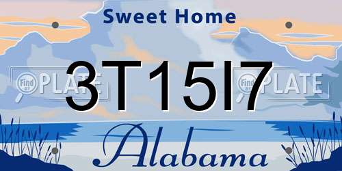 3T15I7 Alabama License Plate