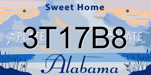 3T17B8 Alabama License Plate