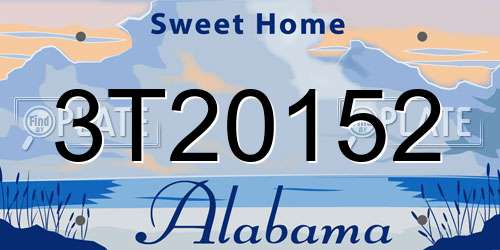 3T20152 Alabama License Plate