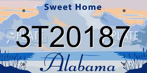 3T20187 Alabama License Plate