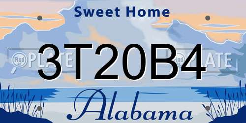 3T20B4 Alabama License Plate