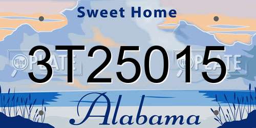 3T25015 Alabama License Plate