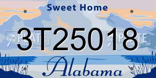 3T25018 Alabama License Plate