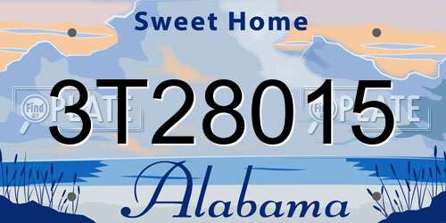 3T28015 Alabama License Plate