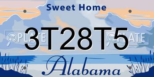 3T28T5 Alabama License Plate