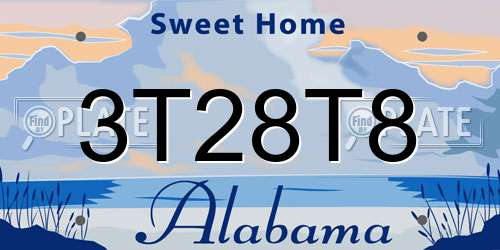 3T28T8 Alabama License Plate