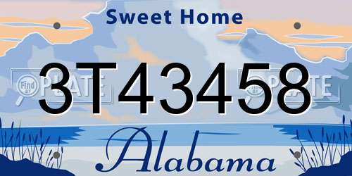 3T43458 Alabama License Plate