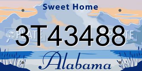 3T43488 Alabama License Plate