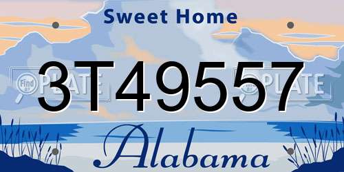 3T49557 Alabama License Plate