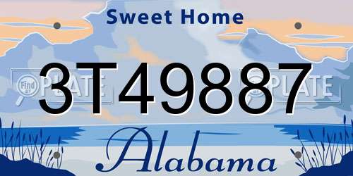 3T49887 Alabama License Plate