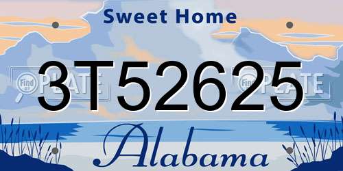 3T52625 Alabama License Plate