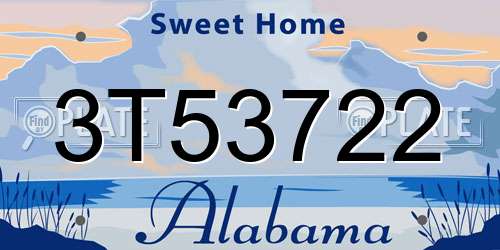 3T53722 Alabama License Plate