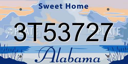 3T53727 Alabama License Plate