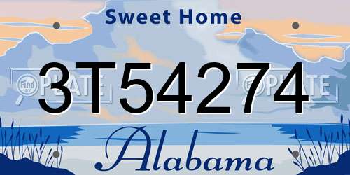3T54274 Alabama License Plate