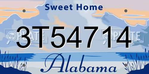 3T54714 Alabama License Plate