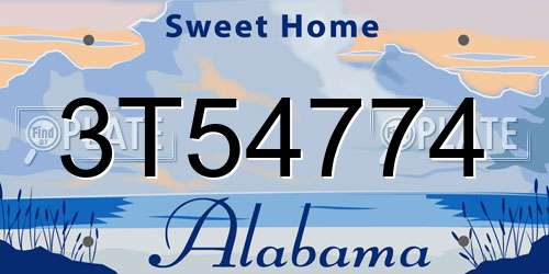 3T54774 Alabama License Plate