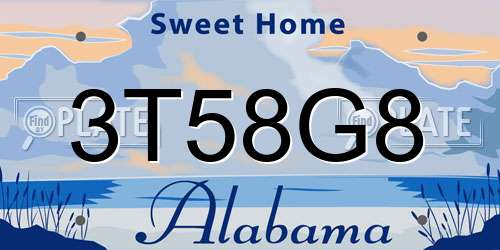 3T58G8 Alabama License Plate
