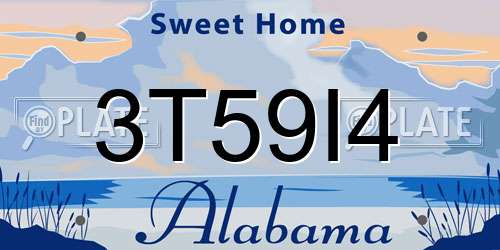 3T59I4 Alabama License Plate