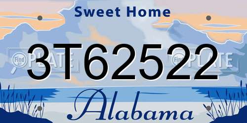 3T62522 Alabama License Plate