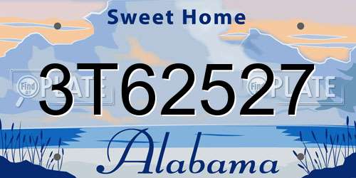 3T62527 Alabama License Plate