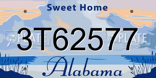 3T62577 Alabama License Plate