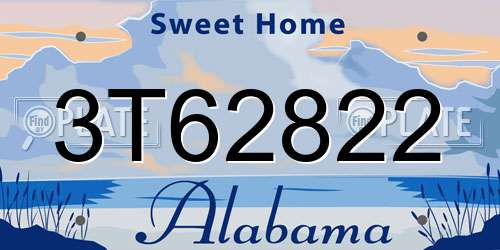 3T62822 Alabama License Plate