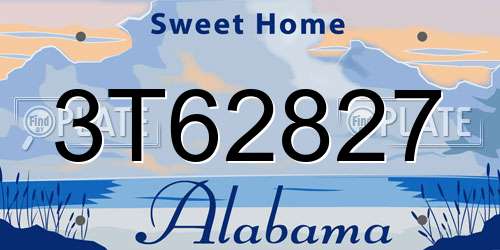 3T62827 Alabama License Plate
