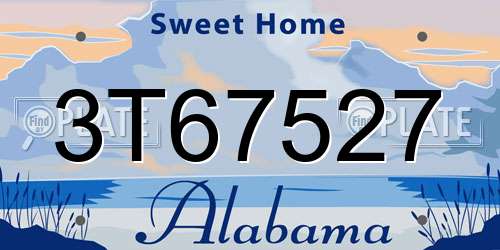 3T67527 Alabama License Plate
