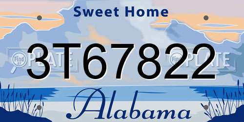 3T67822 Alabama License Plate