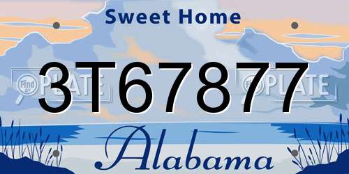 3T67877 Alabama License Plate
