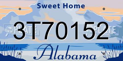 3T70152 Alabama License Plate