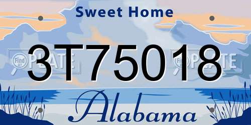 3T75018 Alabama License Plate