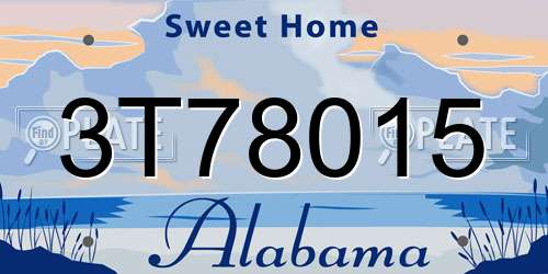 3T78015 Alabama License Plate