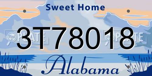 3T78018 Alabama License Plate