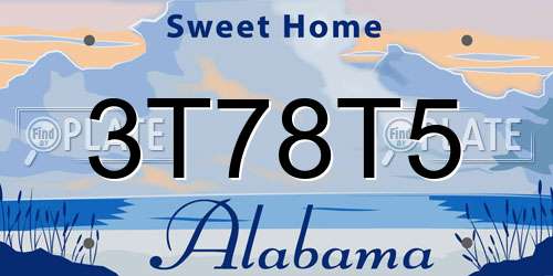 3T78T5 Alabama License Plate