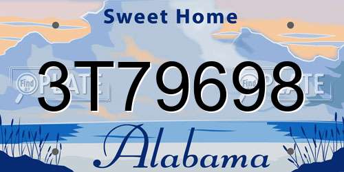 3T79698 Alabama License Plate