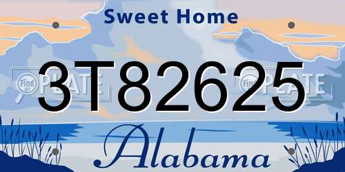 3T82625 Alabama License Plate