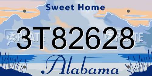 3T82628 Alabama License Plate