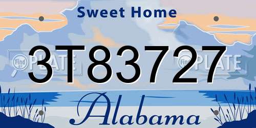 3T83727 Alabama License Plate
