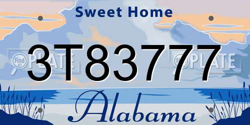 3T83777 Alabama License Plate